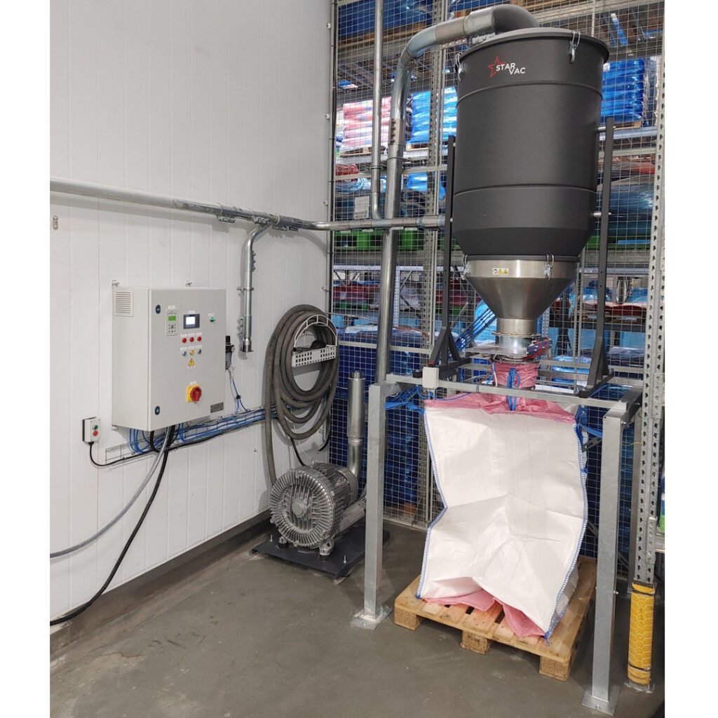 Sistema de aspiración centralizada industrial con descarga Big Bag